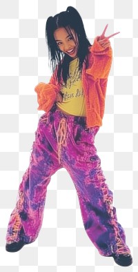 PNG Fashion pop south east asian crazy pose pants 90s recreation.