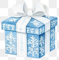 PNG Christmas blue present box white gift illustration.