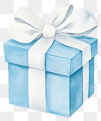 PNG Christmas blue present box watercolor white gift.