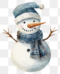 PNG Christmas snowman watercolor christmas winter.