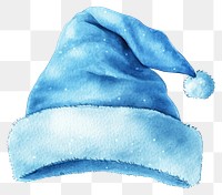 PNG Blue Christmas Santa hat watercolor illustration clothing.