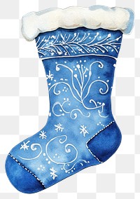 PNG Blue Christmas sock christmas watercolor stocking.