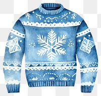 PNG Blue Christmas sweater watercolor clothing illustration.