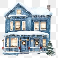 PNG Christmas blue tone house architecture christmas lamp.