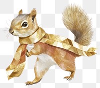 PNG Christmas Squirrel gold scarf squirrel animal illustration.