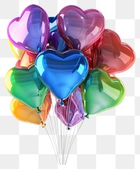 PNG Heart-shaped balloons celebration decoration colorful.