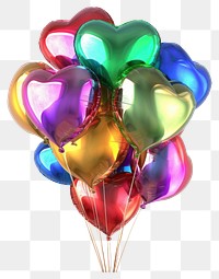 PNG Heart-shaped balloons celebration decoration metallic.