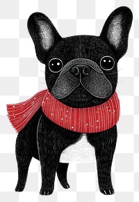 PNG Christmas dog bulldog illustration cartoon.