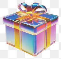 PNG A glass gift box sign icon rainbow holographic iridescent.