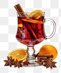 PNG Christmas Red Mulled wine orange glass anise.