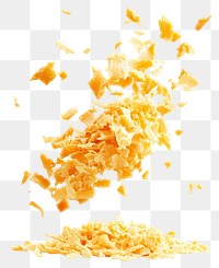 PNG Grated Cheddar cheese food photography floating.