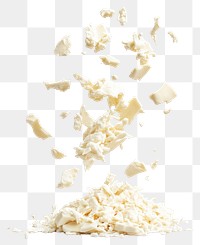 PNG Grated Mozzarella cheese dessert falling white.