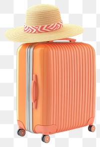 PNG Luggage with summer hat suitcase clothing vacation.