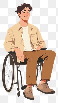 PNG Teen man sitting on wheelchair illustration clothing smiling.