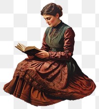 PNG Victorian woman sitting portrait reading historical painting.