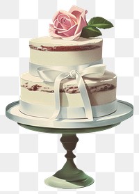 PNG White ribbon wedding cake rose dessert vintage.