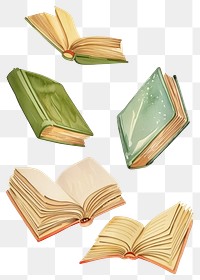 PNG Flying colorful books illustration watercolor reading.