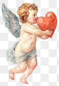 PNG Cupid watercolor heart valentine's archangel.