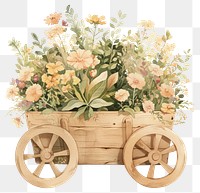 PNG Flower cart flowers watercolor wheels.