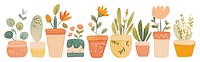 PNG Flower pots border art illustration watercolor.