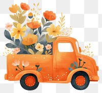 PNG Flowers in an orange truck art illustration watercolor.