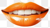 PNG Orange lips cosmetics lipstick teeth.