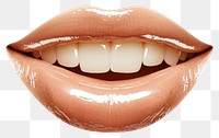 PNG Beige lips lipstick teeth white.