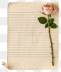 PNG Ephemera ruled paper rose flower text.