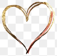 PNG Hand-drawn heart gold illustration.