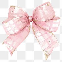 PNG Coquette gingham bow ribbon illustration watercolor pink.