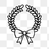 PNG Christmas wreath illustration black white.