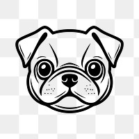 Pug png black dog clipart, transparent background