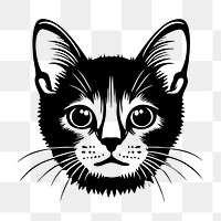 PNG American shorthair cat  face portrait, black outline clipart style illustration, transparent background