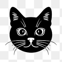 PNG Bombay cat  face portrait, black outline clipart style illustration, transparent background