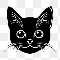 PNG Bombay cat  face portrait, black outline clipart style illustration, transparent background