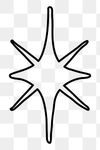 PNG Minimalist starburst line art, transparent background