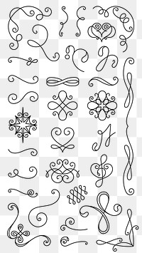 PNG Elegant vintage decorative flourishes set on transparent background