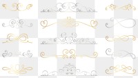 PNG Elegant vintage ornamental dividers collection set on transparent background