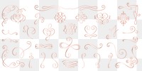 PNG Elegant vintage decorative flourishes collection set on transparent background