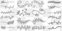 PNG Elegant floral decorative elements set on transparent background