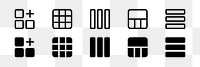 PNG Grid icons layout design collection, user interface icon set.  Elements on transparent background.