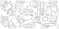 PNG Comic speech bubble collection outline, transparent background