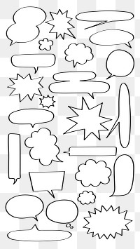 PNG Comic speech bubbles vector set., transparent background