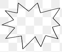 PNG Comic-style starburst outline graphic., transparent background