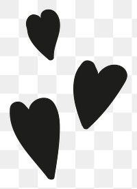 PNG Minimalist black heart silhouettes in a simple, modern style, transparent background