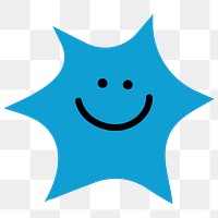 PNG Blue star smiley face on transparent background