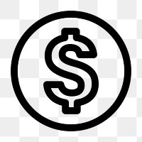 PNG Minimalist dollar sign, UI icon on transparent background