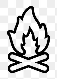 PNG Minimalist campfire line art, UI icon on transparent background