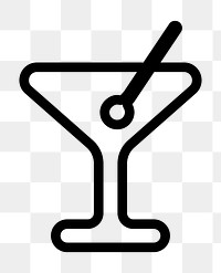 PNG Minimalist cocktail glass, UI icon on transparent background