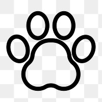 PNG Minimalist black paw print illustration, UI icon on transparent background